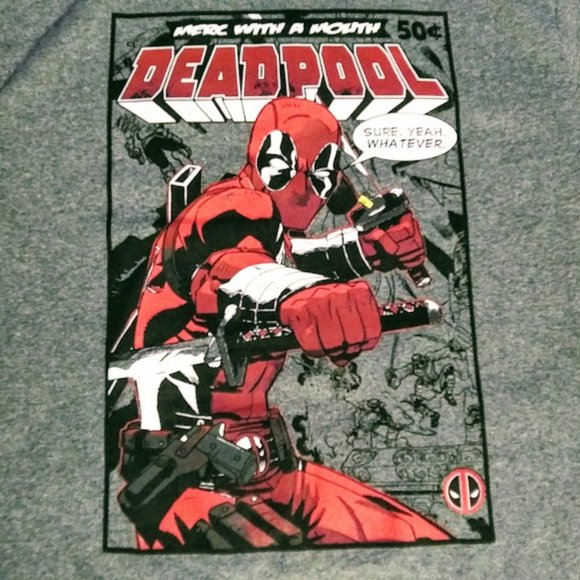 NWOT*DEADPOOL MARVEL TEE SHIRT*MEN SIZE L* "MERC WITH A MOUTH" - Picture 2 of 4